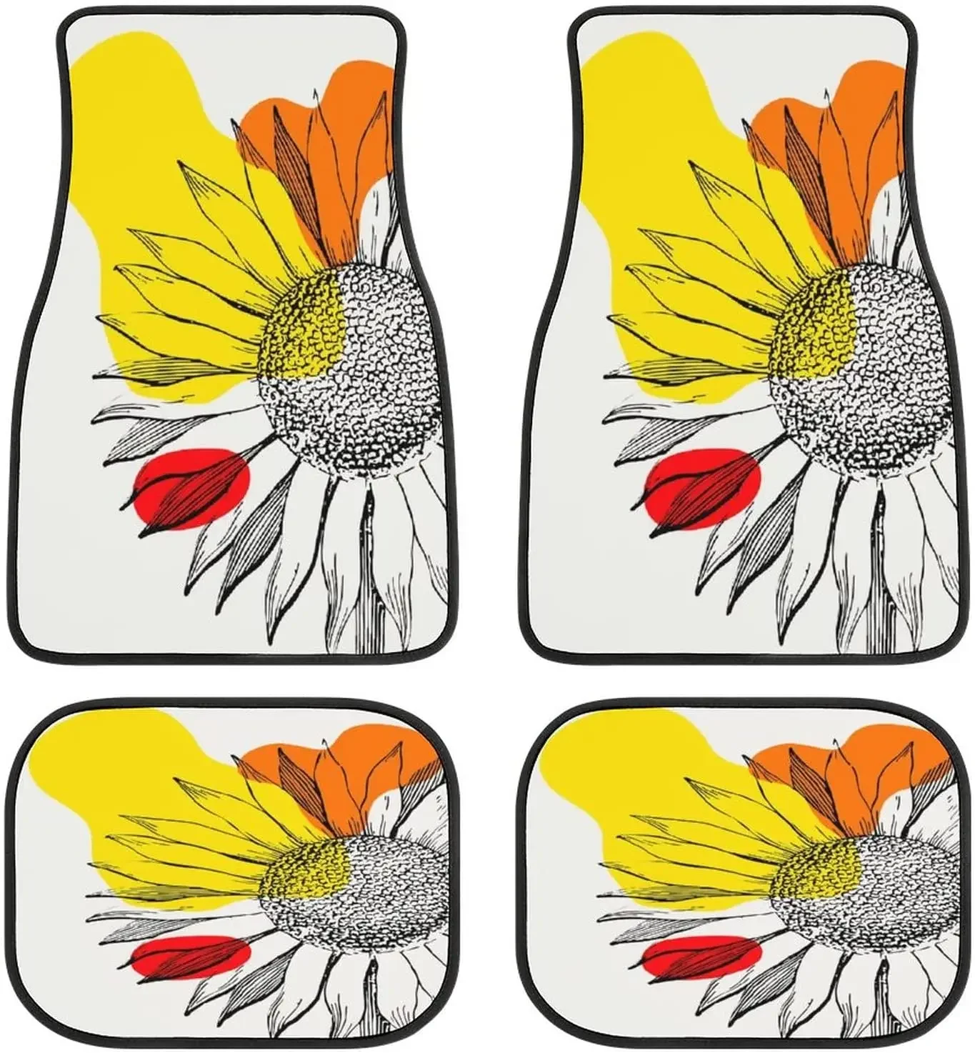 Sunflower Abstract Minimalist Car Mats Front&Rear 4-Piece Full Set Carpet Car SUV Truck Floor Mats with Non Slip Back
Sunflower Abstract Minimalist Car Mats Front&Rear 4-Piece Full Set Carpet Car SUV Truck Floor Mats with Non Slip Back