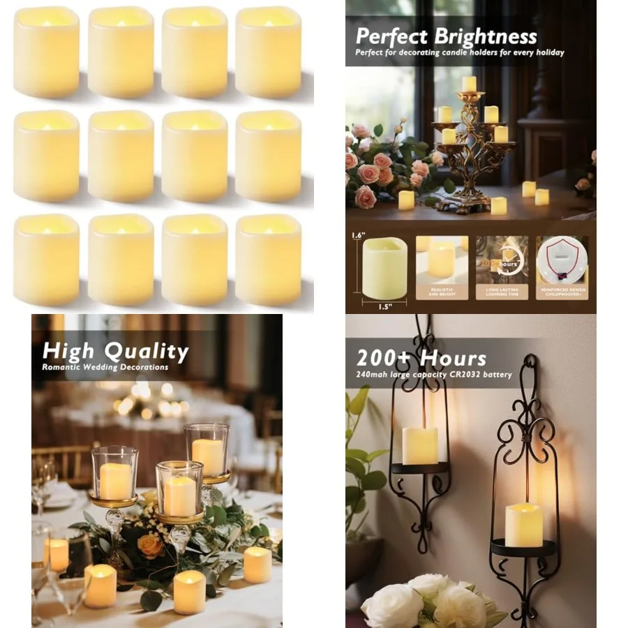 Flickering Flameless Votive Candles, 200+Hour Electric Fake Candles, Battery Operated LED Tealight for Wedding, Outdoor, Table,
Flickering Flameless Votive Candles, 200+Hour Electric Fake Candles, Battery Operated LED Tealight for Wedding, Outdoor, Table,