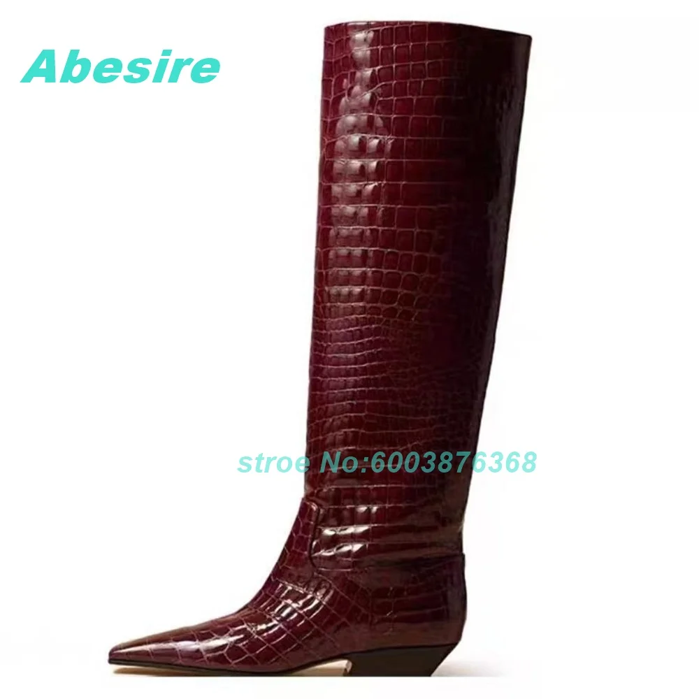 Crocodile Pattern Patchwork Solid Knee High Boots Pointed Toe Thick Sole Slip On Shoes for Women Retro Spicy Girls Fashion Shoes
Crocodile Pattern Patchwork Solid Knee High Boots Pointed Toe Thick Sole Slip On Shoes for Women Retro Spicy Girls Fashion Shoes