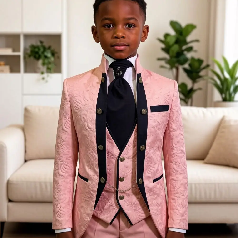 Pastel Pink Floral Child Suits Slim Fit 3 Pieces Double Breasted Mix Match Stand Collar Separates Groom Wedding Page Boy Wear
Pastel Pink Floral Child Suits Slim Fit 3 Pieces Double Breasted Mix Match Stand Collar Separates Groom Wedding Page Boy Wear