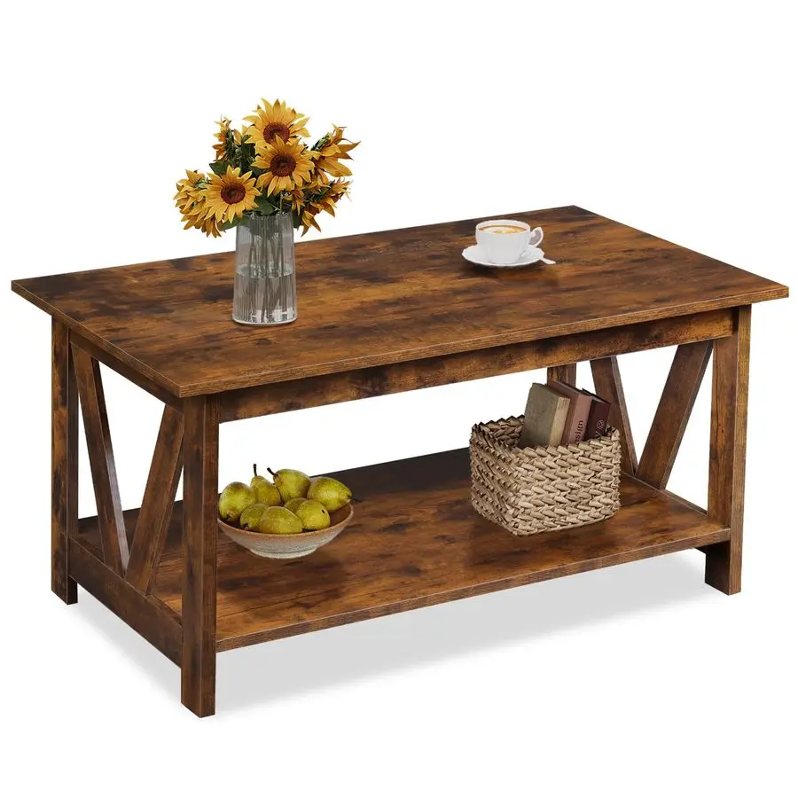 Coffee Table with Storage Shelf, 39.4 Farmhouse Coffee Table with VFrame Support, 2Tier Wood Rustic Center Table for Living Roo
Coffee Table with Storage Shelf, 39.4 Farmhouse Coffee Table with VFrame Support, 2Tier Wood Rustic Center Table for Living Roo