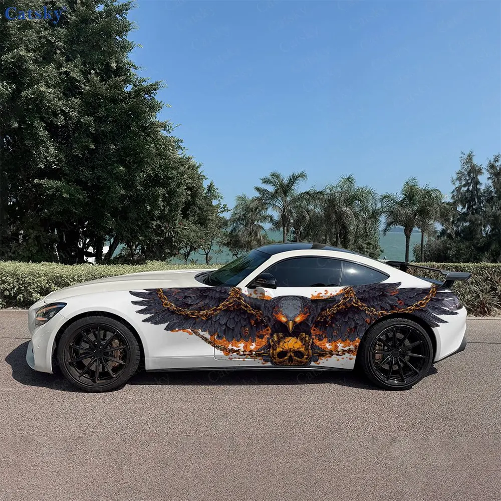 2pcs Golden Flame Chain Eagle Claw Skull Car Side Wraps, Self-Adhesive PVC Waterproof & Scratch-Resistant Sticker, Car Accessory
2pcs Golden Flame Chain Eagle Claw Skull Car Side Wraps, Self-Adhesive PVC Waterproof & Scratch-Resistant Sticker, Car Accessory