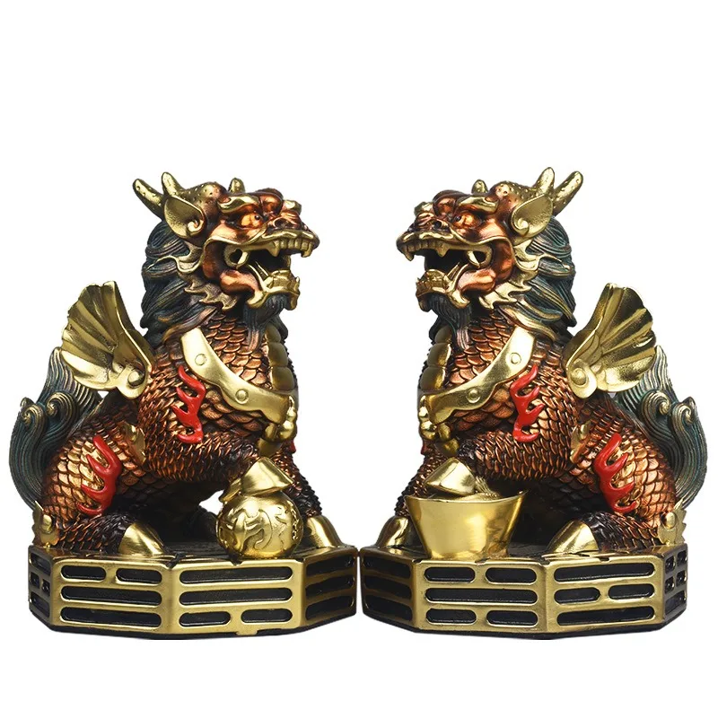 A pair of all-copper unicorn ornaments, male and female unicorns stepping on gossip, home living room and office decorations
A pair of all-copper unicorn ornaments, male and female unicorns stepping on gossip, home living room and office decorations