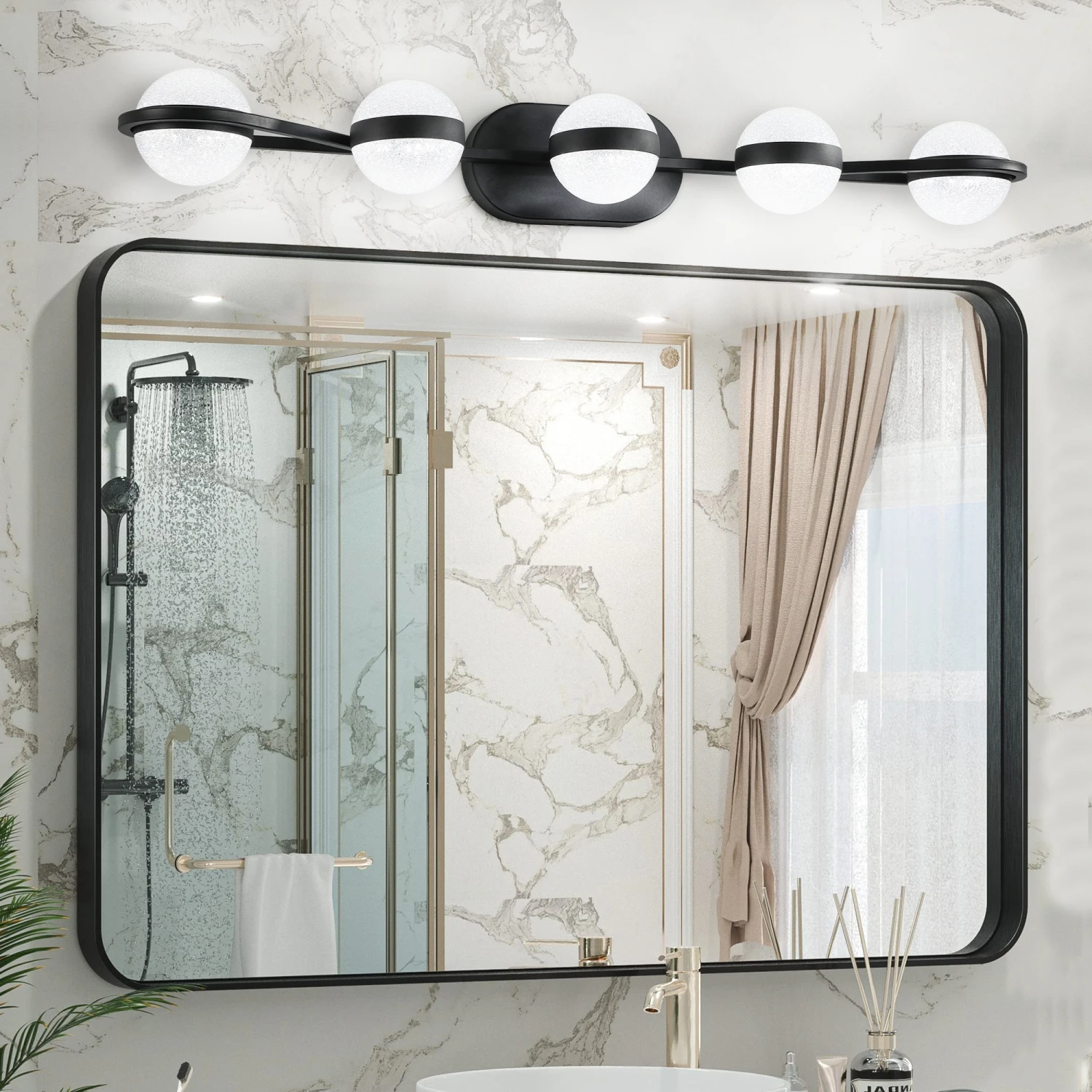 Modern Minimalist Bathroom Vanity Light, LED 5 Bulb Frosted Glass Shades, Wall Mounted Decorative Lighting Fixture, Suitable for
Modern Minimalist Bathroom Vanity Light, LED 5 Bulb Frosted Glass Shades, Wall Mounted Decorative Lighting Fixture, Suitable for