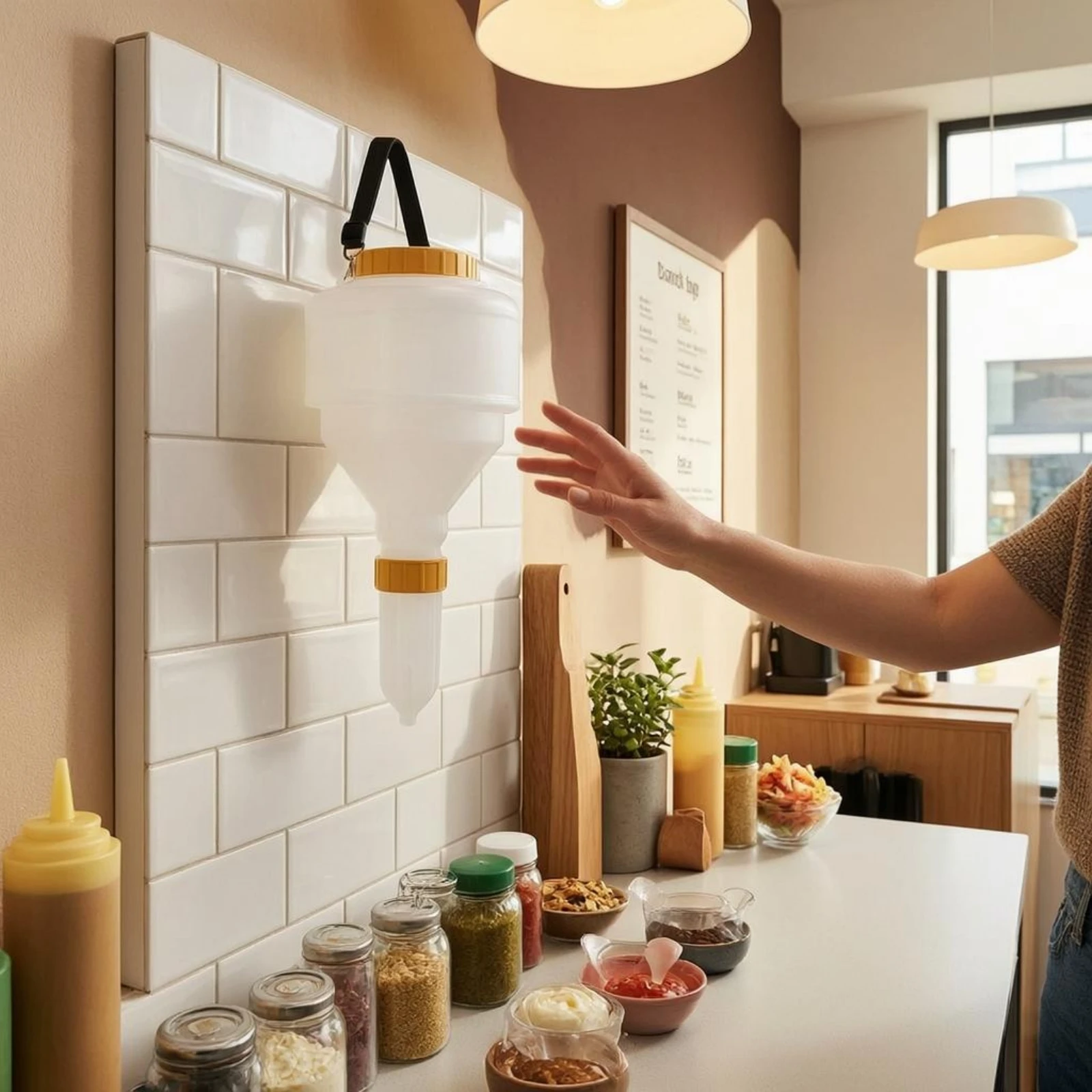 Hanging Sauce Bottle Translucent Dressings Dispenser Long Spout Dispenser Yellow Accent Condiment Press Bottle Screw Cap
Hanging Sauce Bottle Translucent Dressings Dispenser Long Spout Dispenser Yellow Accent Condiment Press Bottle Screw Cap
