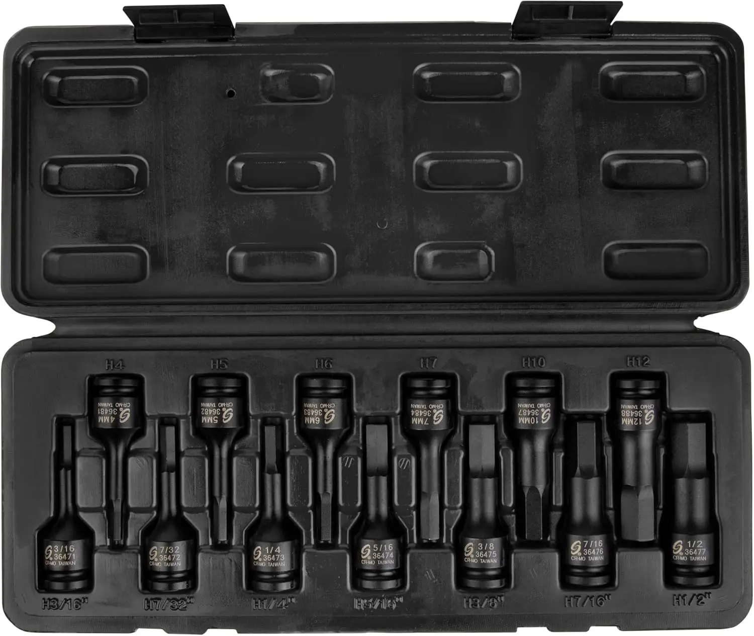 13-Piece SAE & Metric Impact Hex Driver Set, 3/8" Drive, Cr-Mo Steel
13-Piece SAE & Metric Impact Hex Driver Set, 3/8" Drive, Cr-Mo Steel