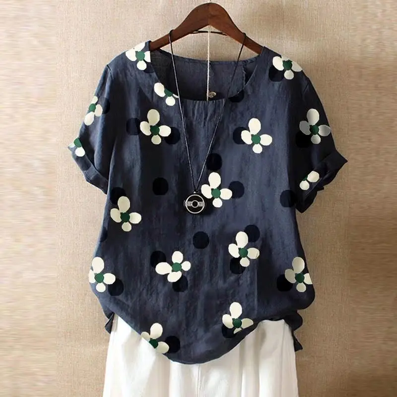 Cotton Linen Floral Printed Short Sleeves T-shirt for Women Summer Loose Round Neck Comfortable Tops Fashion Women Clothing
Cotton Linen Floral Printed Short Sleeves T-shirt for Women Summer Loose Round Neck Comfortable Tops Fashion Women Clothing