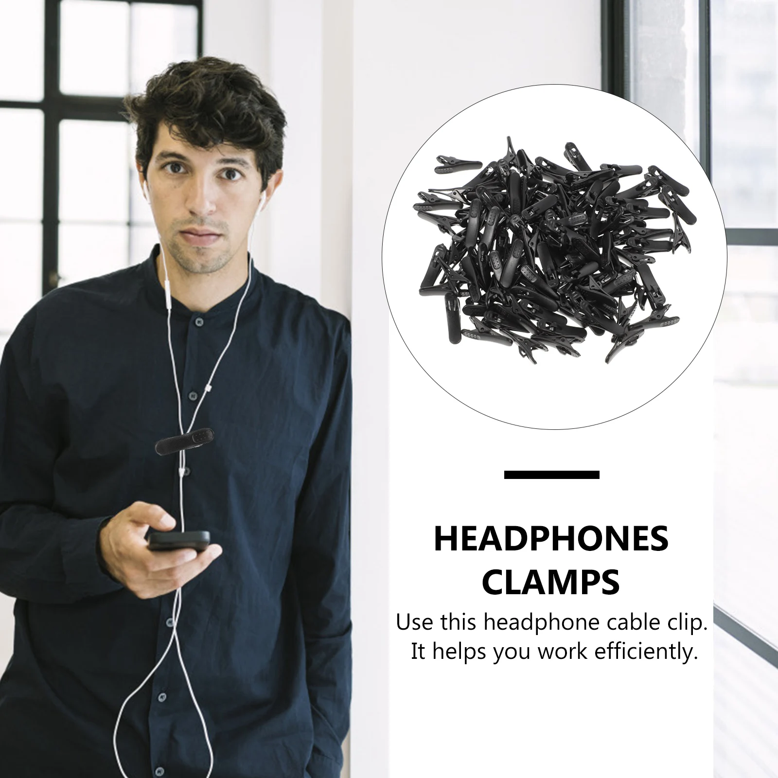 100 Pcs Cord Clips Headphone Earphone Wire Harness Shirt Headset for Black Cable
100 Pcs Cord Clips Headphone Earphone Wire Harness Shirt Headset for Black Cable
