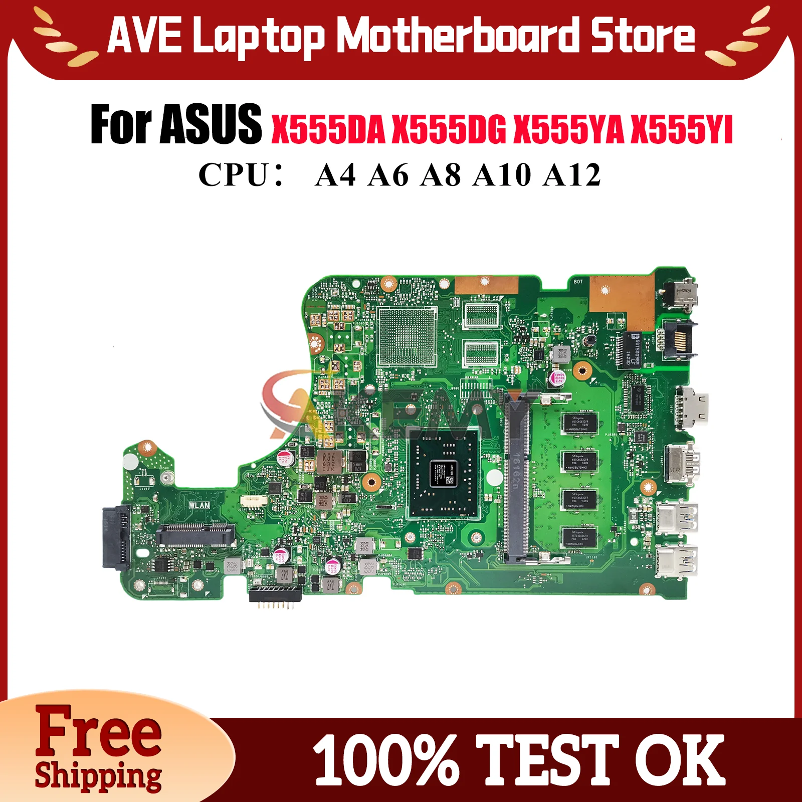 X555DA Laptop Motherboard For ASUS VivoBook X555YI X555D X555DG A555D X555DA K555D X555YA Mainboard With A4 A6 A8 A10 A12 CPU
X555DA Laptop Motherboard For ASUS VivoBook X555YI X555D X555DG A555D X555DA K555D X555YA Mainboard With A4 A6 A8 A10 A12 CPU