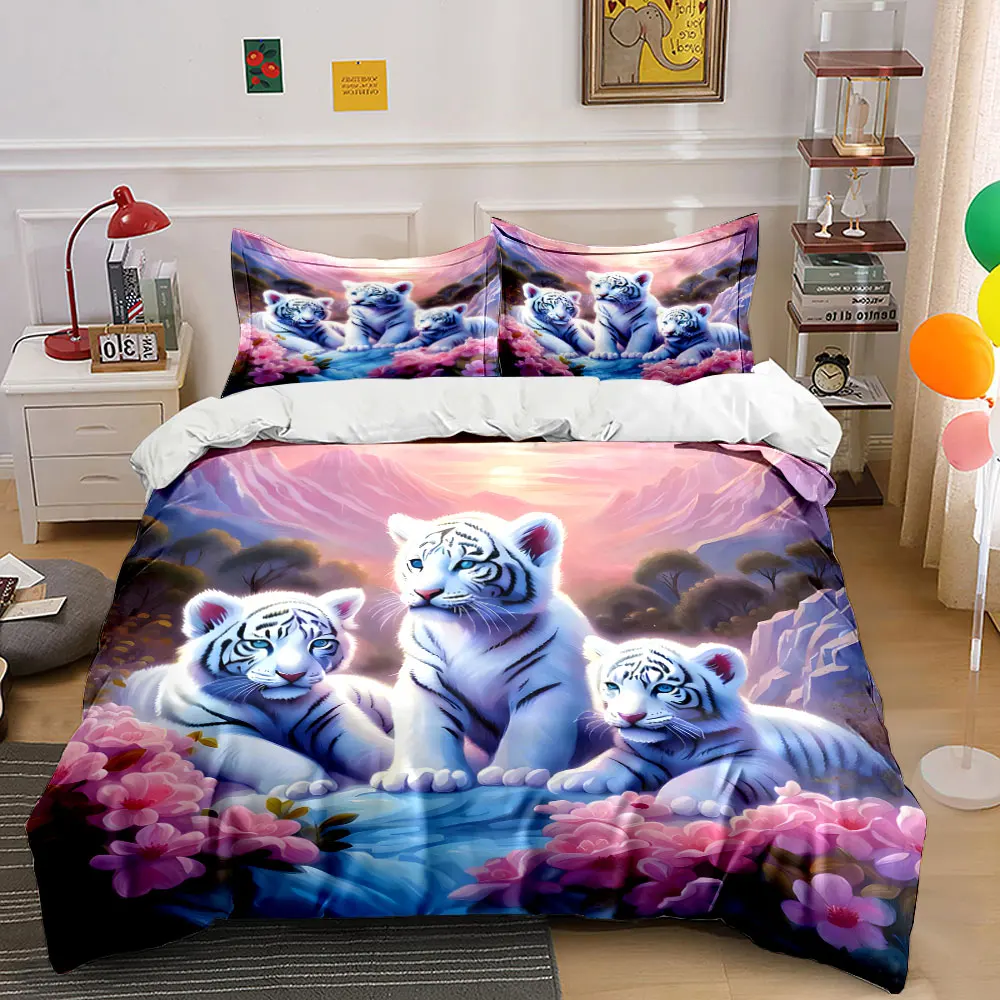 White tiger cubs playing by stream Duvet Cover Set with 3D Printing Design Soft Polyester Bedding Set All-Season Comfort
White tiger cubs playing by stream Duvet Cover Set with 3D Printing Design Soft Polyester Bedding Set All-Season Comfort