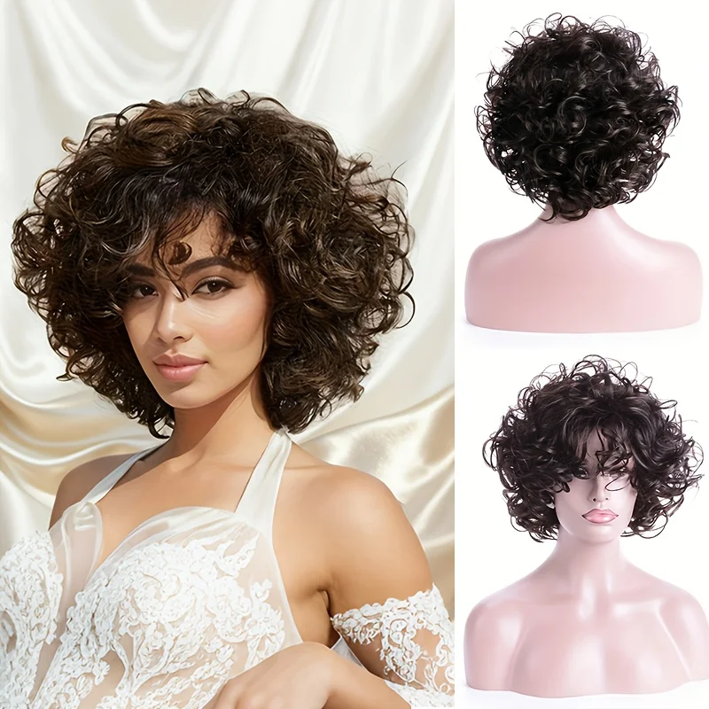 Элегантный, пушистый и уникальный женский короткий кудрявый парик — плотность 130%, термостойкое синтетическое волокно, объемный фасон для вечеринок.
Элегантный, пушистый и уникальный женский короткий кудрявый парик — плотность 130%, термостойкое синтетическое волокно, объемный фасон для вечеринок.