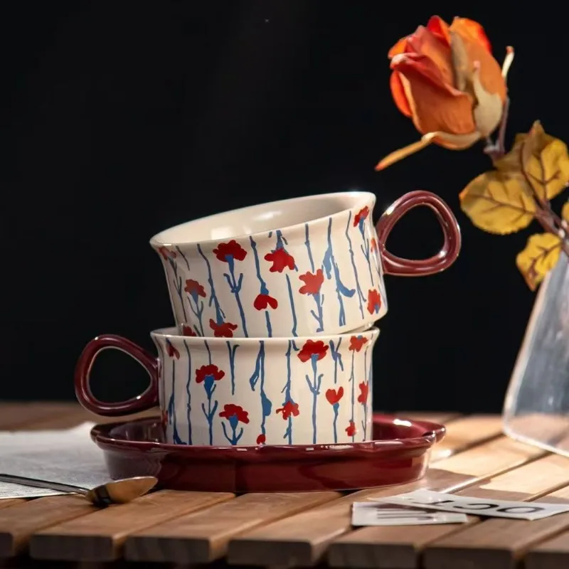 Vintage French Ceramic Coffee Cup Dish Set Hand Drawn Flowers Afternoon Tea Coffee Cup Home Daily Party Wedding Gifts Mugs
Vintage French Ceramic Coffee Cup Dish Set Hand Drawn Flowers Afternoon Tea Coffee Cup Home Daily Party Wedding Gifts Mugs