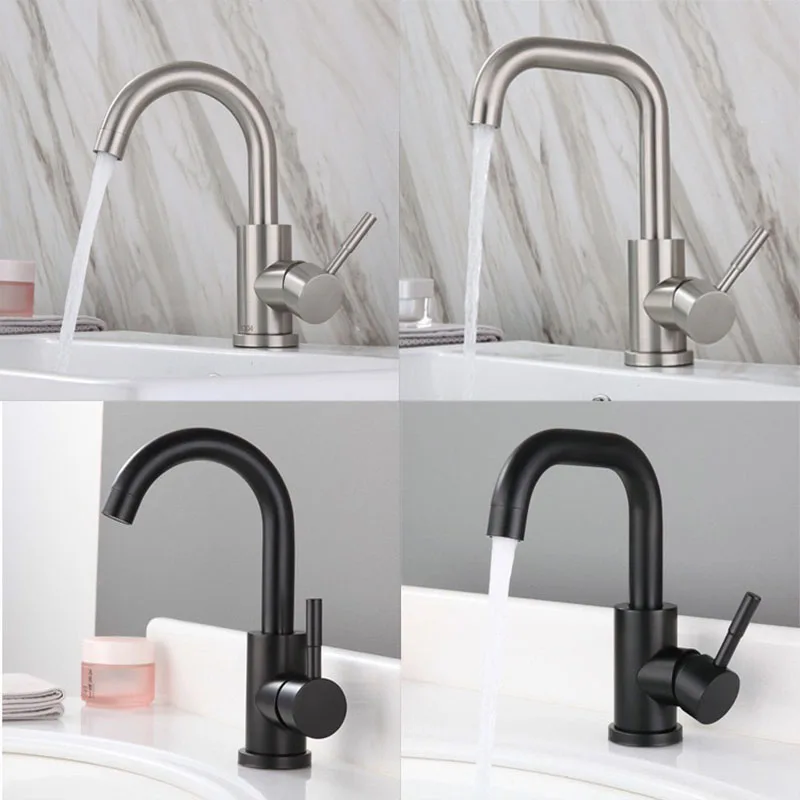 304 Stainless Steel Basin Faucet 360° Rotate Spout Cold Hot Water Mixer Tap for Bathroom Sink Washroom
304 Stainless Steel Basin Faucet 360° Rotate Spout Cold Hot Water Mixer Tap for Bathroom Sink Washroom