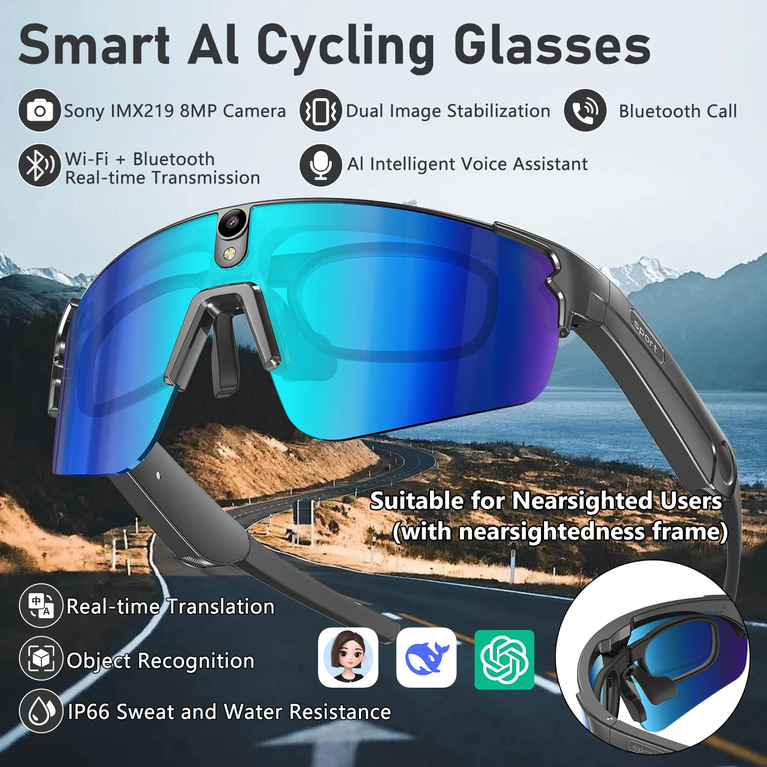 2026 New AI Smart Cycling Glasses with 800W Camera Anti-shake Bicycle Riding Anti-UV Sunglasses Sport Hiking Road Bike Goggles
2026 New AI Smart Cycling Glasses with 800W Camera Anti-shake Bicycle Riding Anti-UV Sunglasses Sport Hiking Road Bike Goggles