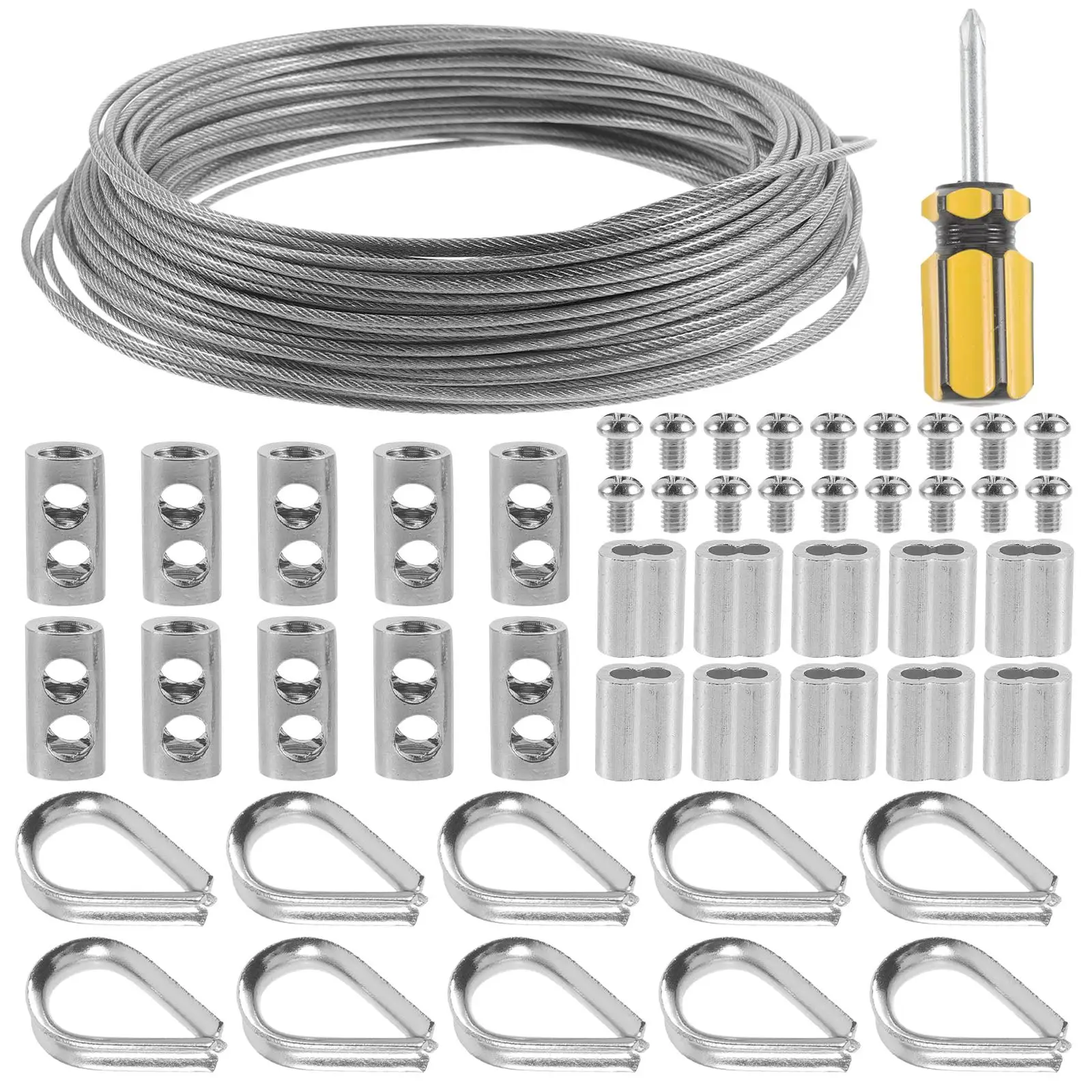 Stainless Steel Coated Wire Rope Light String Suspension Kit Garden Fence Roll Set (30 Meter Set) Ties Thimble Rigging Cable
Stainless Steel Coated Wire Rope Light String Suspension Kit Garden Fence Roll Set (30 Meter Set) Ties Thimble Rigging Cable