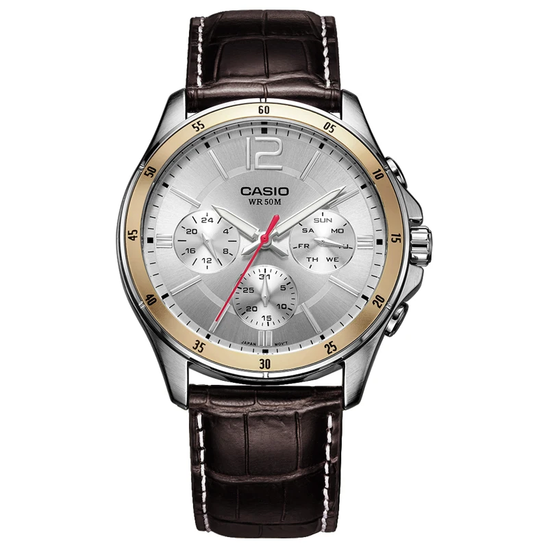 CASIO MTP-1374L Men's Multifunction Quartz Watch, 3 Sub-dials (Day/Date/24H), 50M Water Resistant, Black Genuine Leather Band, w
CASIO MTP-1374L Men's Multifunction Quartz Watch, 3 Sub-dials (Day/Date/24H), 50M Water Resistant, Black Genuine Leather Band, w