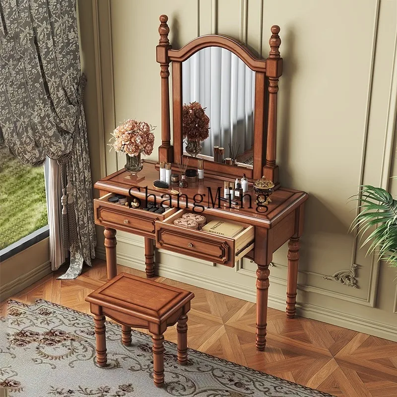 SM retro solid wood dresser bedroom simple modern new dressing table with drawers makeup stool mirror
SM retro solid wood dresser bedroom simple modern new dressing table with drawers makeup stool mirror