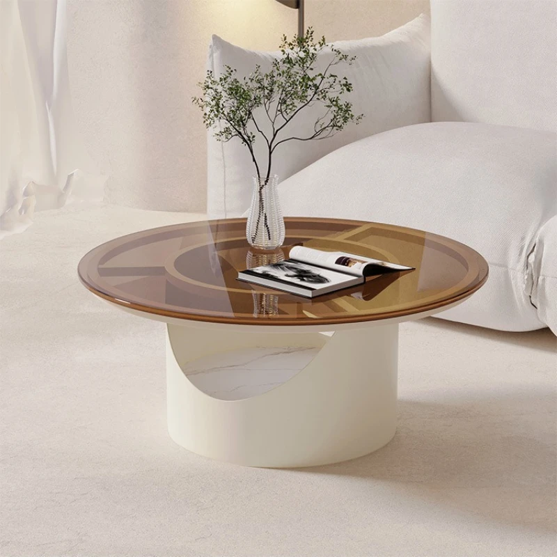 Modern simple glass surface small brown tempered glass coffee table living room household round small apartment small table
Modern simple glass surface small brown tempered glass coffee table living room household round small apartment small table