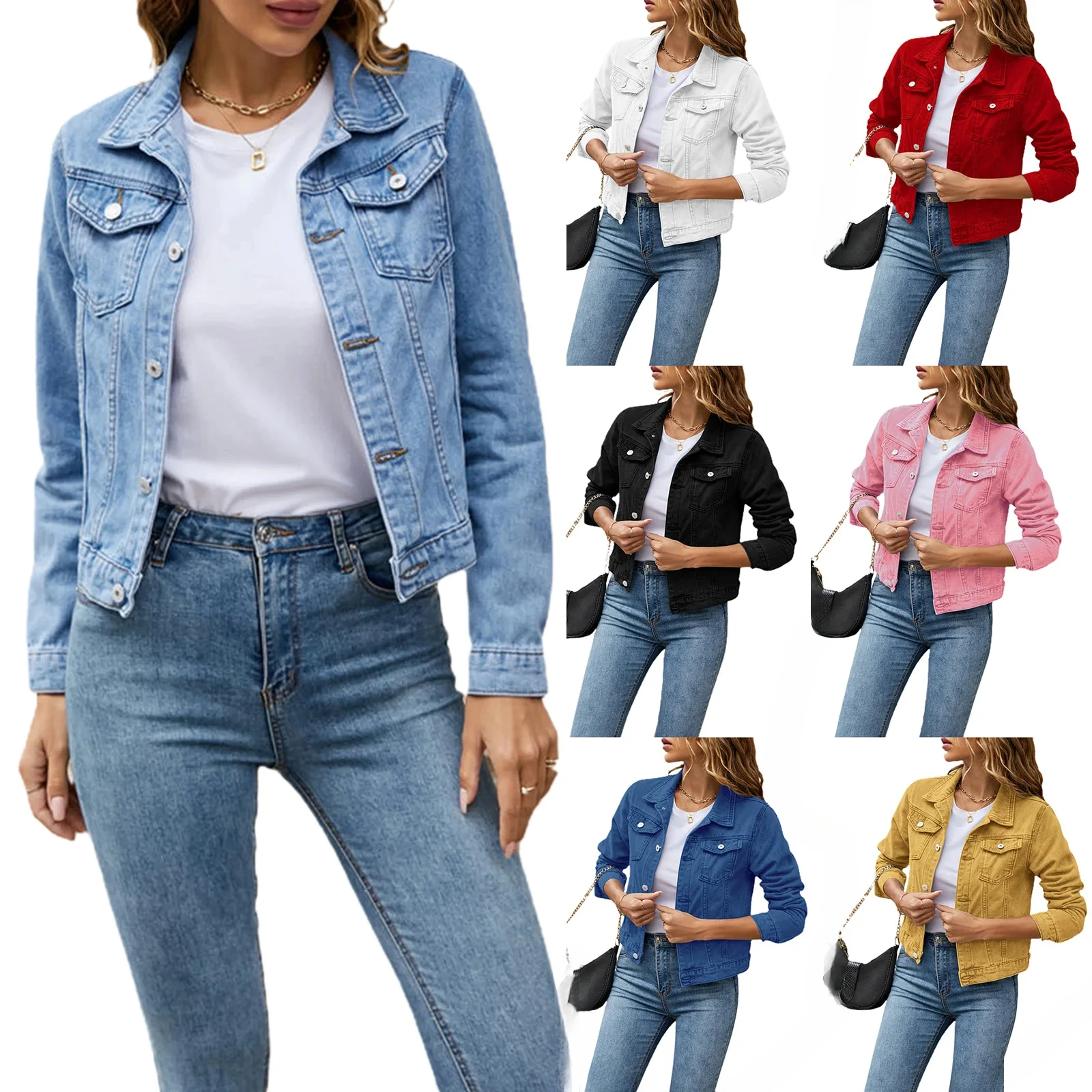 Women's Denim Jackets Fashion Female Casual Long Sleeve Lapel Solid Button Down Chest Pocket Slim Jean Jacket Fall Winter Coat
Women's Denim Jackets Fashion Female Casual Long Sleeve Lapel Solid Button Down Chest Pocket Slim Jean Jacket Fall Winter Coat