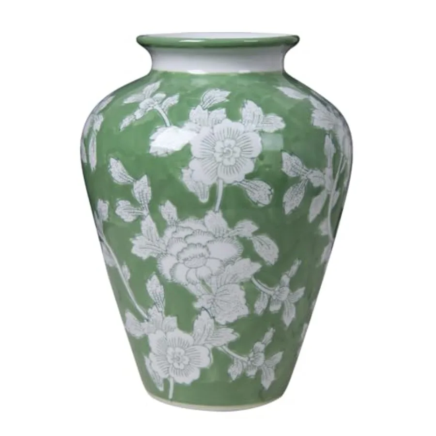 Green Floral Ceramic Vase with White Vine Pattern, Hand-Painted Chinoiserie Vase for Home Decor, 9.84 Inch Tabletop Vase for Sh
Green Floral Ceramic Vase with White Vine Pattern, Hand-Painted Chinoiserie Vase for Home Decor, 9.84 Inch Tabletop Vase for Sh