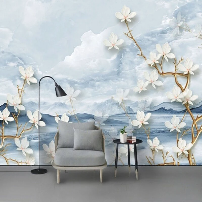 Modern and simple blue fresh sea flower branch relief TV luxurious home bedroom background wall
Modern and simple blue fresh sea flower branch relief TV luxurious home bedroom background wall