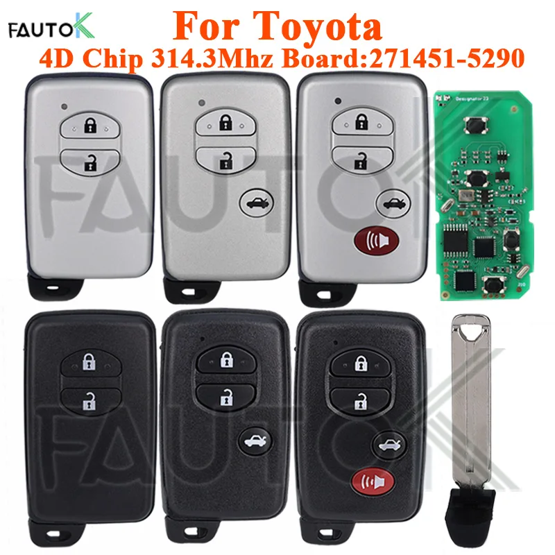 Remote 2/3/4 Buttons Car Key Keyless Go for Toyota Prius C Prius V 4Runner Venza 2009-2018 HYQ14ACX 314.3MHz Board: 271451-5290
Remote 2/3/4 Buttons Car Key Keyless Go for Toyota Prius C Prius V 4Runner Venza 2009-2018 HYQ14ACX 314.3MHz Board: 271451-5290