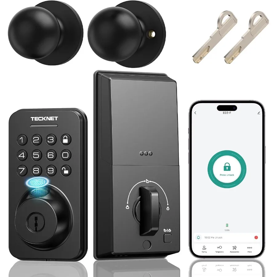 Keyless Entry Door Lock with Handle Fingerprint Keypad Deadbolt with Handle Set Smart Door Locks for Front Door with App Contro
Keyless Entry Door Lock with Handle Fingerprint Keypad Deadbolt with Handle Set Smart Door Locks for Front Door with App Contro