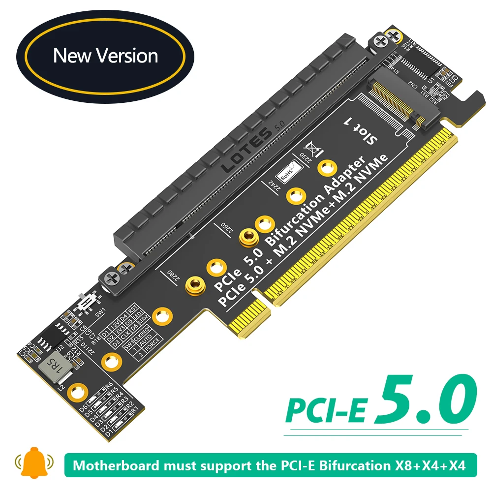 TISHRIC PCIe 5.0 X16 to Dual NVMe SSD Adapter (X8 Signal Per Port), PCIe Bifurcation Required
TISHRIC PCIe 5.0 X16 to Dual NVMe SSD Adapter (X8 Signal Per Port), PCIe Bifurcation Required