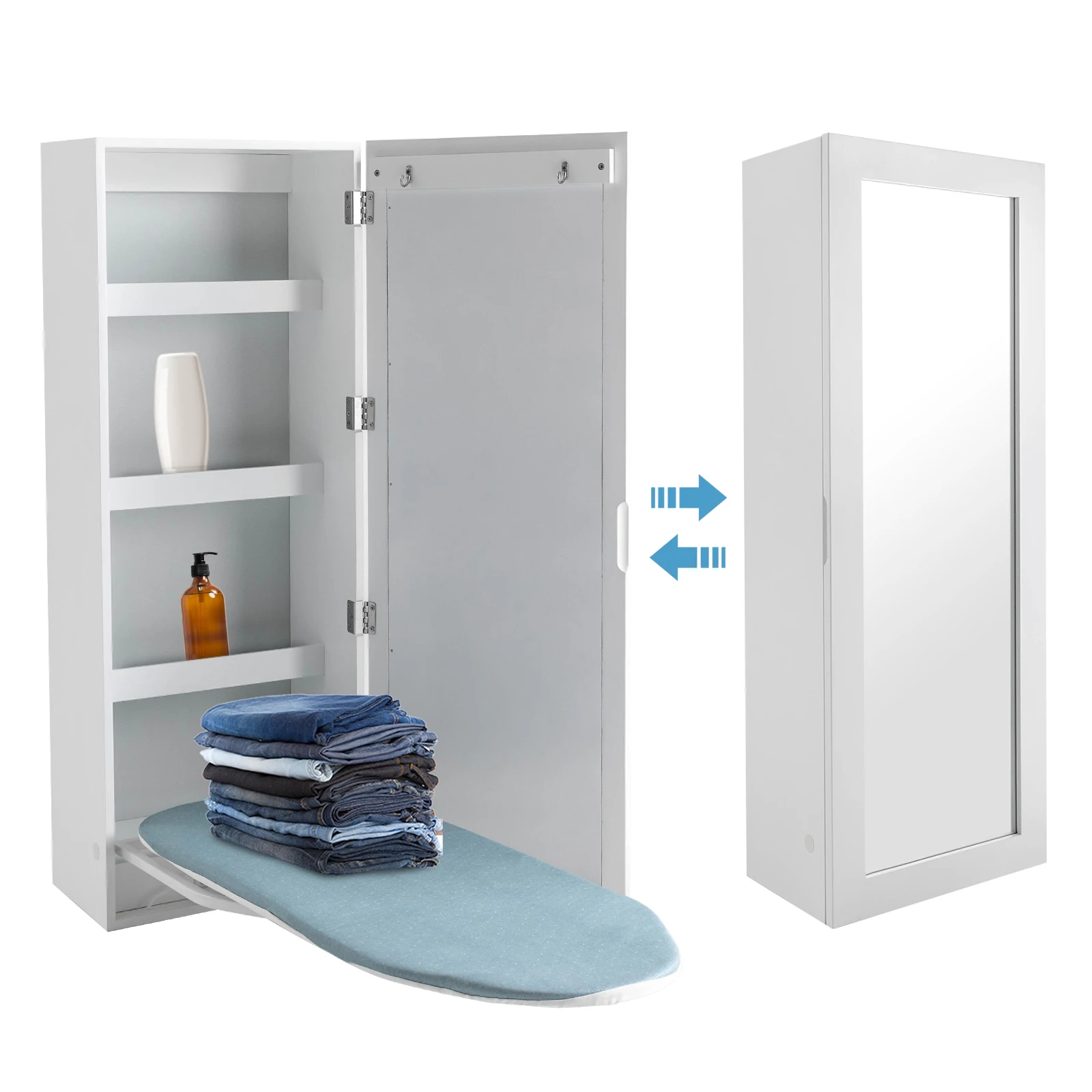 Ironing Board Cabinet Ironing Board Cabinet White MDF Glass Iron Wall Mount Foldable 180° Rotatable Ironing Board Storage Cabinet with Mirror for Home Apartment Hotel
Ironing Board Cabinet Ironing Board Cabinet White MDF Glass Iron Wall Mount Foldable 180° Rotatable Ironing Board Storage Cabinet with Mirror for Home Apartment Hotel