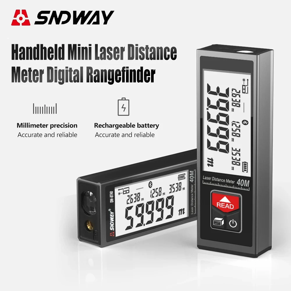 Mini Metal Laser Distance Meter Rechargeable Rangefinder High Precision 40M Range Trena Measure Tape Construction Tools
Mini Metal Laser Distance Meter Rechargeable Rangefinder High Precision 40M Range Trena Measure Tape Construction Tools