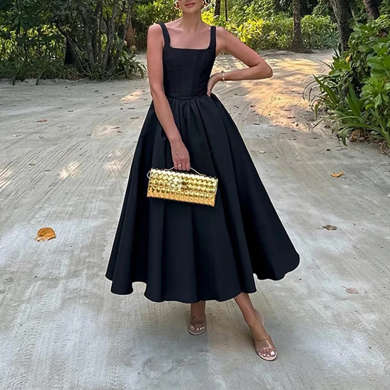 New Summer Simple Elegant Black Long Dresses For Women Round Neck Sleeveless High Waist Temperament Female Fashion Style Dress
New Summer Simple Elegant Black Long Dresses For Women Round Neck Sleeveless High Waist Temperament Female Fashion Style Dress