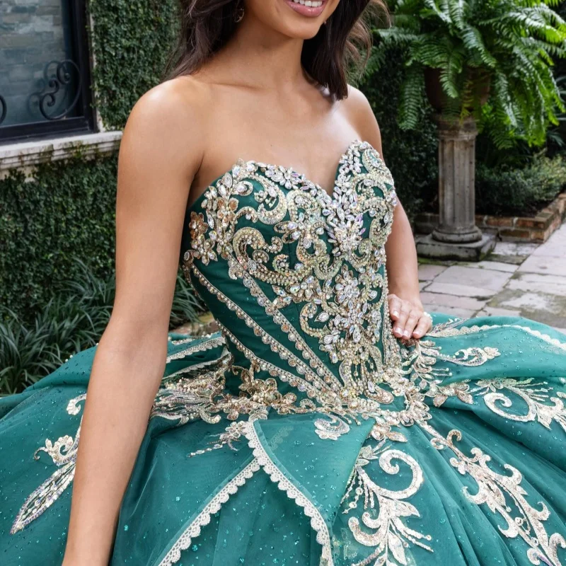 Dark Green Quinceanera Dresses Off the Shoulder Glitter Decal Layering Long tail Bow Vestidoe 15 Quinceanera Customize
Dark Green Quinceanera Dresses Off the Shoulder Glitter Decal Layering Long tail Bow Vestidoe 15 Quinceanera Customize