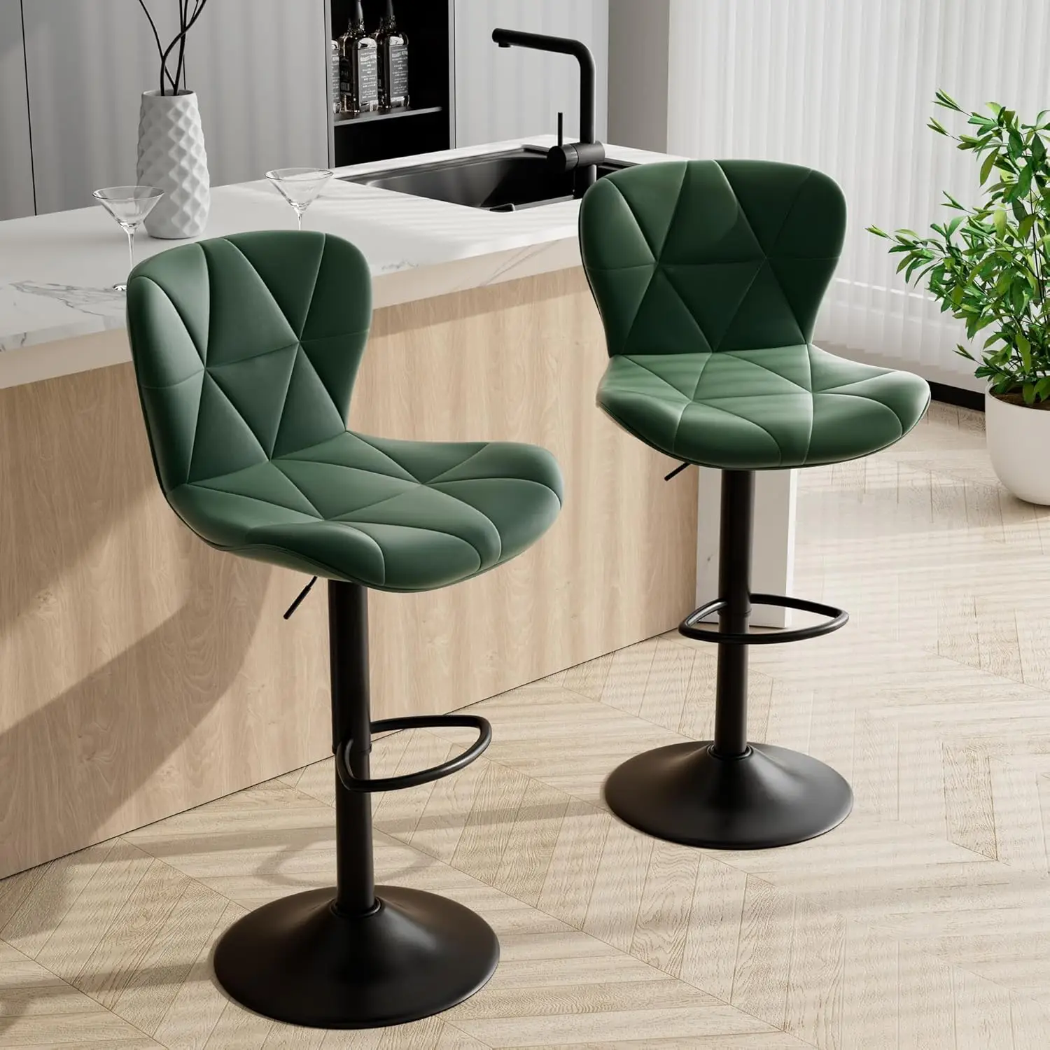 Bar Stools Set Of 2,Adjustable Swivel Barstools, Faux Leather Bar Chairs,Upholstered Counter Height With High Backrest For
Bar Stools Set Of 2,Adjustable Swivel Barstools, Faux Leather Bar Chairs,Upholstered Counter Height With High Backrest For