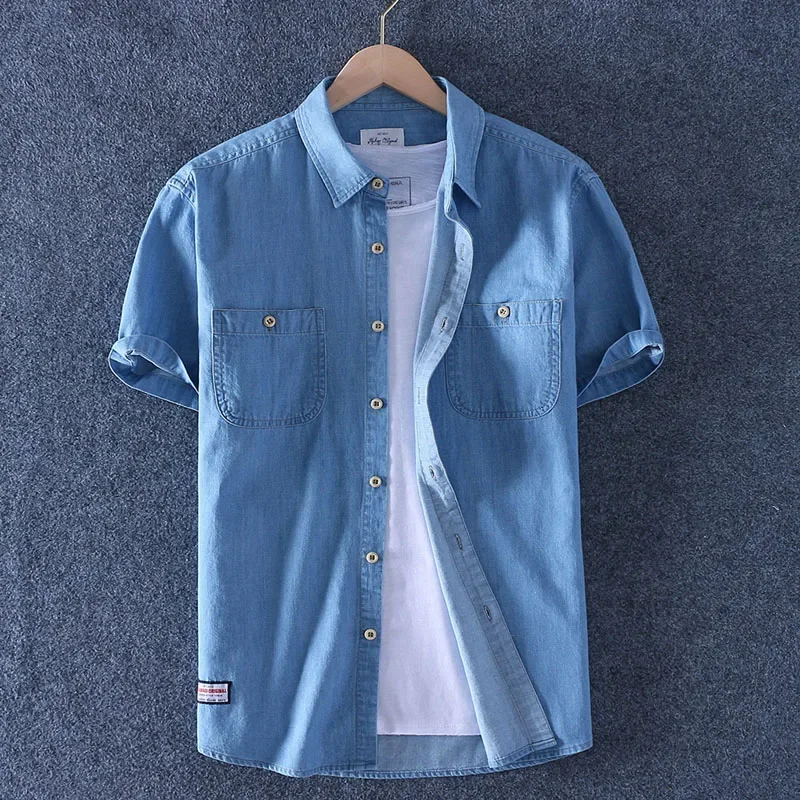 Schinteon Summer Men 100% Slub Cotton Shirt Short Sleeve Thin Slim Casual Denim Comfortable Shirt Two Front Pockets
Schinteon Summer Men 100% Slub Cotton Shirt Short Sleeve Thin Slim Casual Denim Comfortable Shirt Two Front Pockets