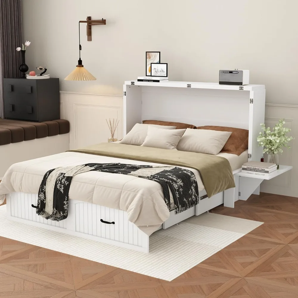 2-in-1 Full Size Murphy Bed with 2 Built-in Nightstands & Large Drawer,Space-Saving Foldable Cabinet Bed Frame for Bedroom,White
2-in-1 Full Size Murphy Bed with 2 Built-in Nightstands & Large Drawer,Space-Saving Foldable Cabinet Bed Frame for Bedroom,White