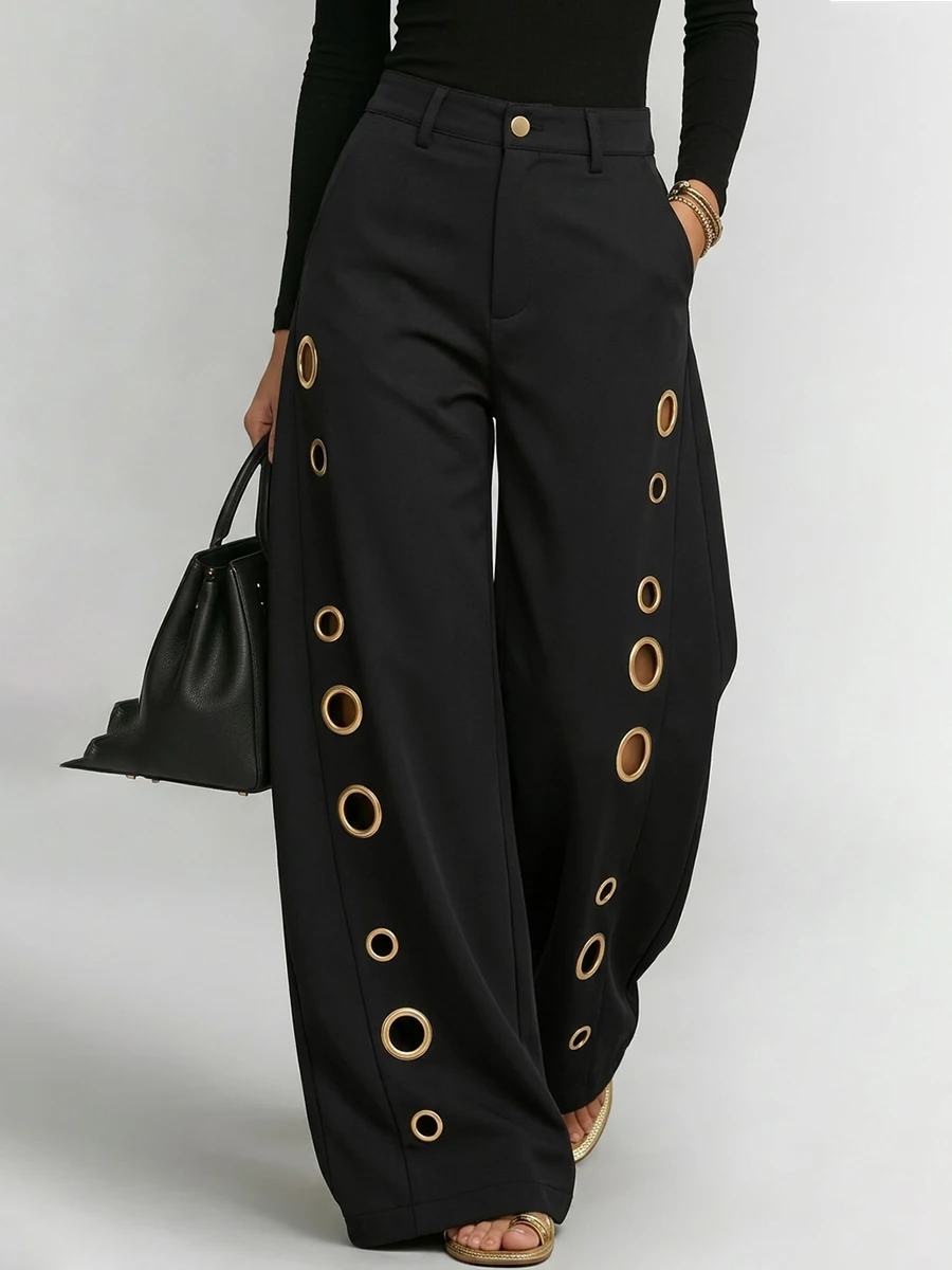 Bonboho Women's Solid Color Eyelet High Waist Wide Leg Pants 2026 Casual Streetwear Straight Leg Trousers Daily Wear Bottoms
Bonboho Women's Solid Color Eyelet High Waist Wide Leg Pants 2026 Casual Streetwear Straight Leg Trousers Daily Wear Bottoms