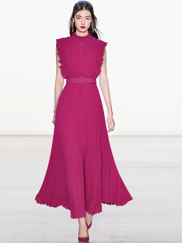 High Quality Women'S New Summer Pleated Round Neck Rose Red Sleeveless Office Casual Elegant Fashion Holiday Flounce Long Dress
High Quality Women'S New Summer Pleated Round Neck Rose Red Sleeveless Office Casual Elegant Fashion Holiday Flounce Long Dress