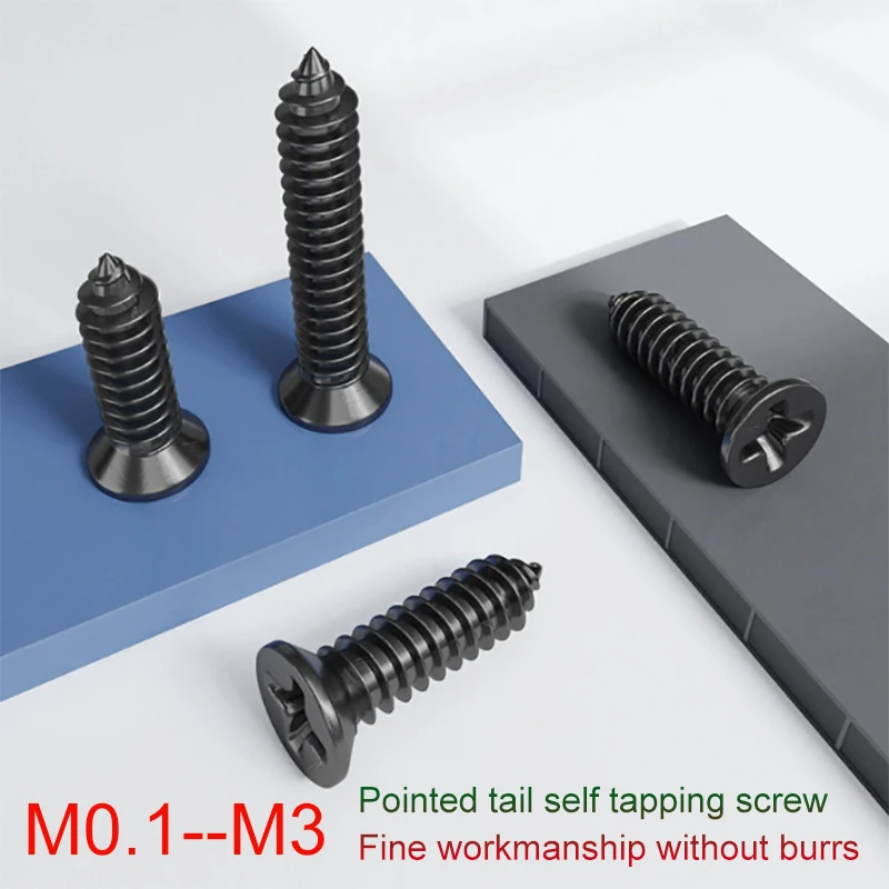100/200 Pc M1.0/1.2/1.7/2/2.3 M3 Mini Small Bolts Black Zinc Plated Cross Phillips Flat Countersunk Head Self Tapping Wood Screw
100/200 Pc M1.0/1.2/1.7/2/2.3 M3 Mini Small Bolts Black Zinc Plated Cross Phillips Flat Countersunk Head Self Tapping Wood Screw