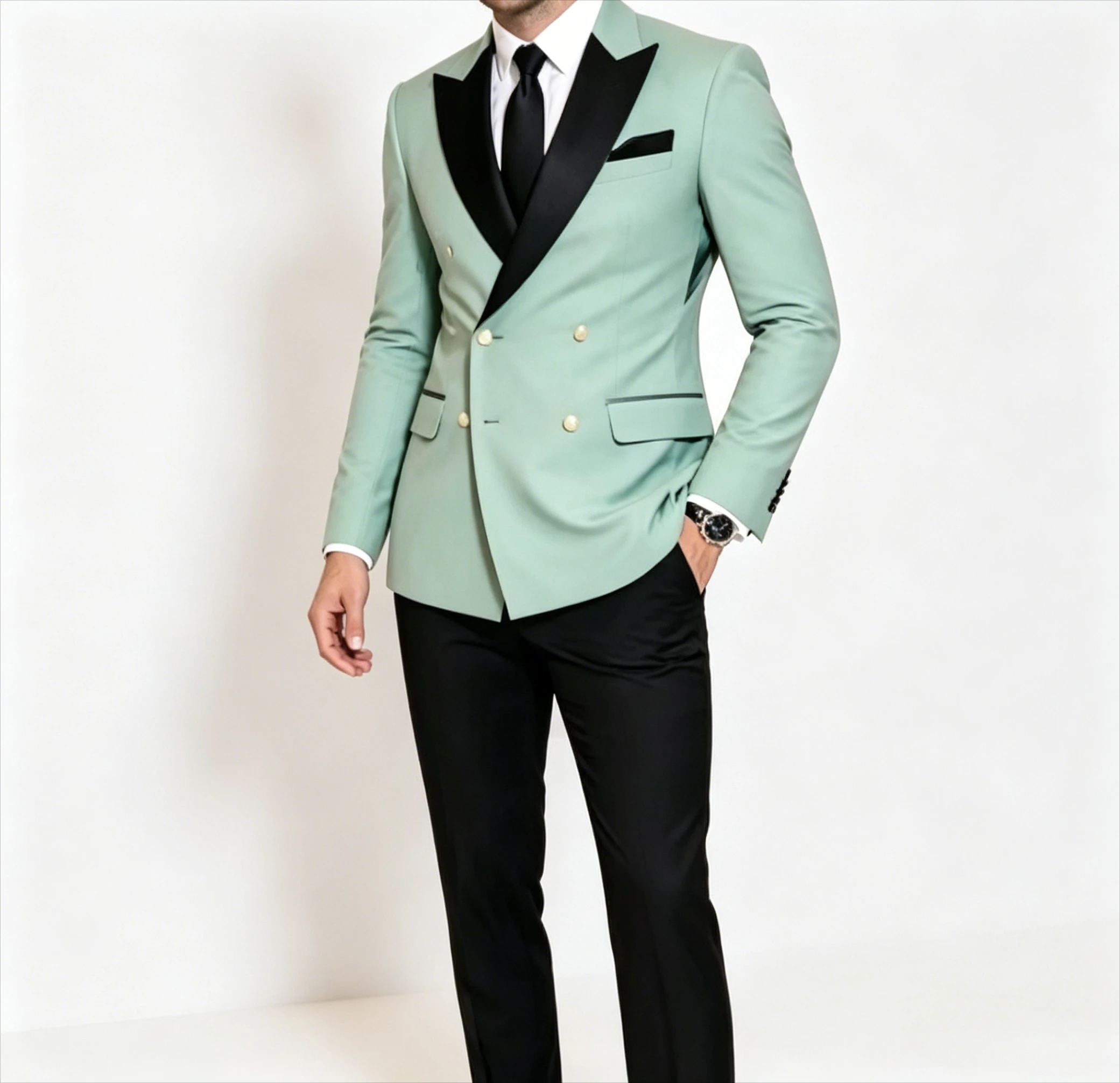 Mint Green And Black Men Suit Formal Occasion Groom Groomsman Wedding Party Prom Male Business Tuxedos 2 Piece Set Blazer Pants
Mint Green And Black Men Suit Formal Occasion Groom Groomsman Wedding Party Prom Male Business Tuxedos 2 Piece Set Blazer Pants