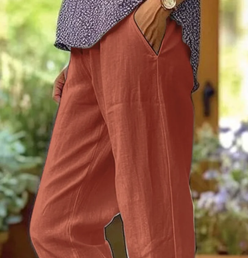 Women Loose Linen Pants Summer High Elastic Waist Pocket Straight Full Beachwear Trousers
Women Loose Linen Pants Summer High Elastic Waist Pocket Straight Full Beachwear Trousers