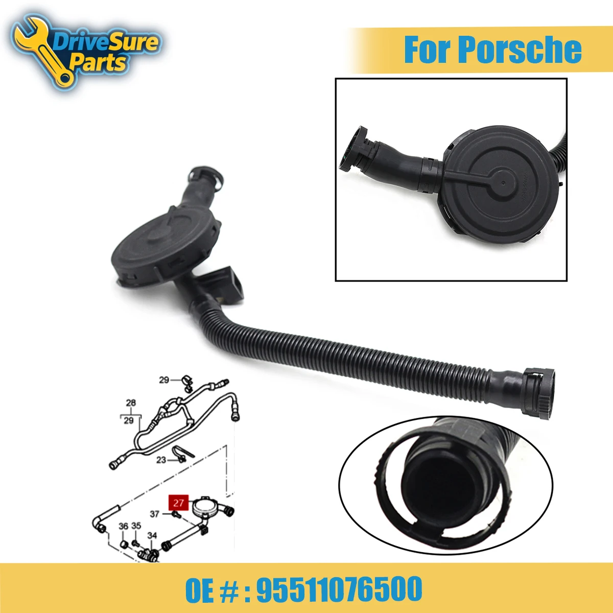 95511076500 New Engine Oil Separator PVC Crankcase Vent Valve Hose for Porsche Cayenne 2004-2006 3.2L V6 Car Accessories
95511076500 New Engine Oil Separator PVC Crankcase Vent Valve Hose for Porsche Cayenne 2004-2006 3.2L V6 Car Accessories