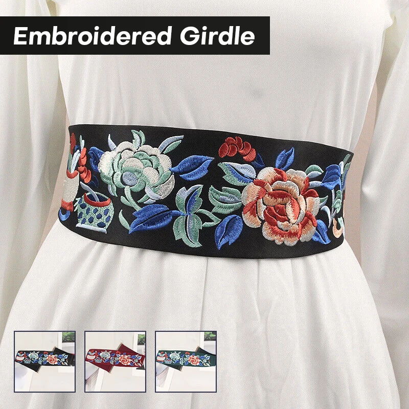 Japanese Style Kimono Waist Belt Elastic Women Floral Embroidery Wide Belt Retro Yukata Dress Embroidery Obi Waistband
Japanese Style Kimono Waist Belt Elastic Women Floral Embroidery Wide Belt Retro Yukata Dress Embroidery Obi Waistband