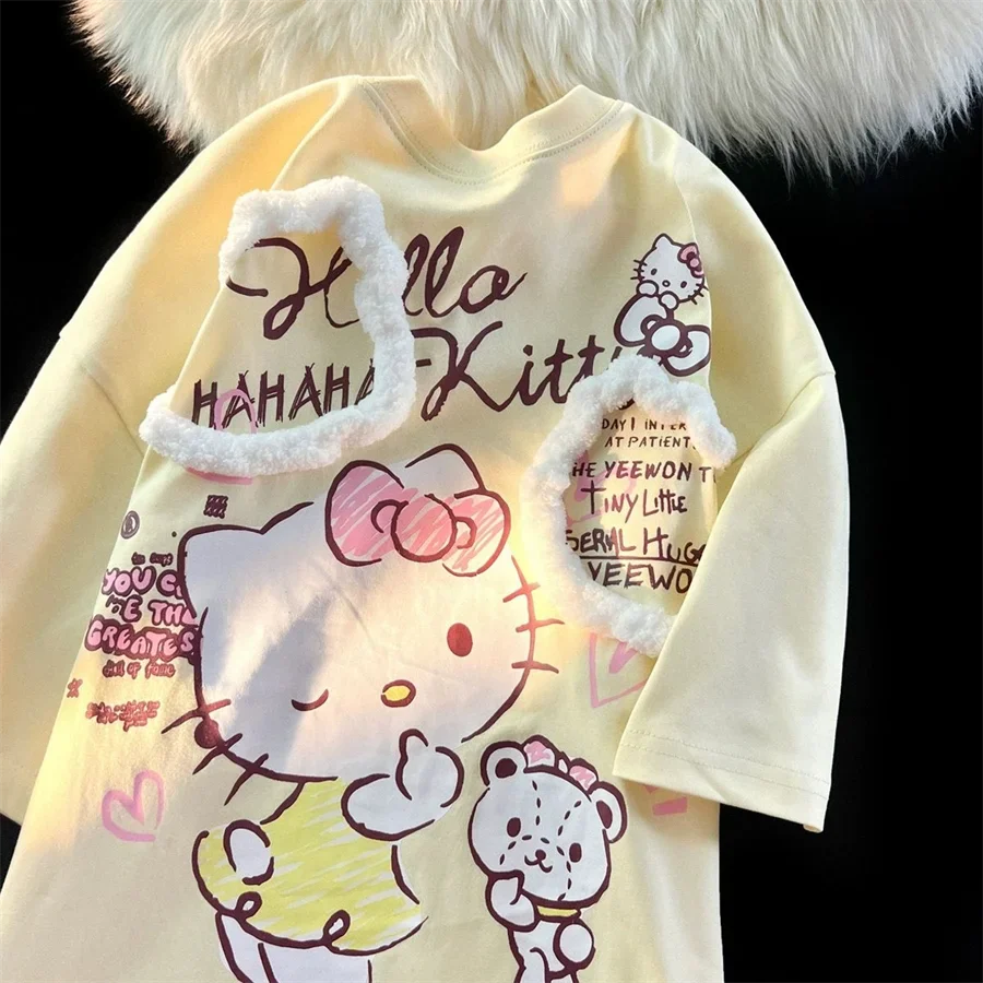 Футболка SanrioHelloKitty хлопковая с коротким рукавом, новинка 2024, милая летняя парная футболка с мультяшным аниме, допамин, большие размеры, милый подарок
Футболка SanrioHelloKitty хлопковая с коротким рукавом, новинка 2024, милая летняя парная футболка с мультяшным аниме, допамин, большие размеры, милый подарок