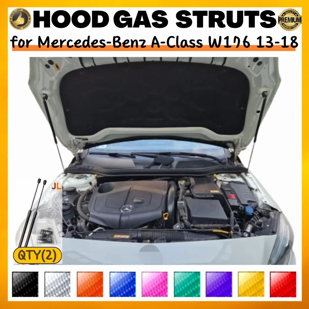 Qty(2) Hood Struts for Mercedes-Benz A-Class W176 2013-2018 Front Bonnet Modify Gas Springs Shock Absorber Lift Supports Dampers 
Qty(2) Hood Struts for Mercedes-Benz A-Class W176 2013-2018 Front Bonnet Modify Gas Springs Shock Absorber Lift Supports Dampers