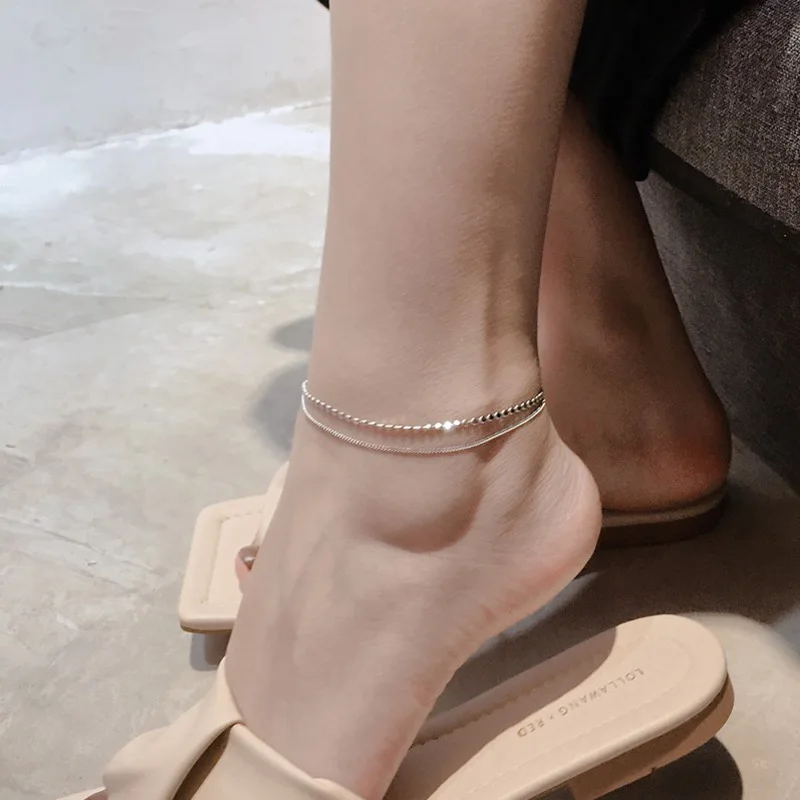 925 Sterling Silver Double-Layer Round Ankle Chain For Women Simple And Elegant Sexy Ankle Chain Wedding Jewelry Bridesmaid Gift
925 Sterling Silver Double-Layer Round Ankle Chain For Women Simple And Elegant Sexy Ankle Chain Wedding Jewelry Bridesmaid Gift