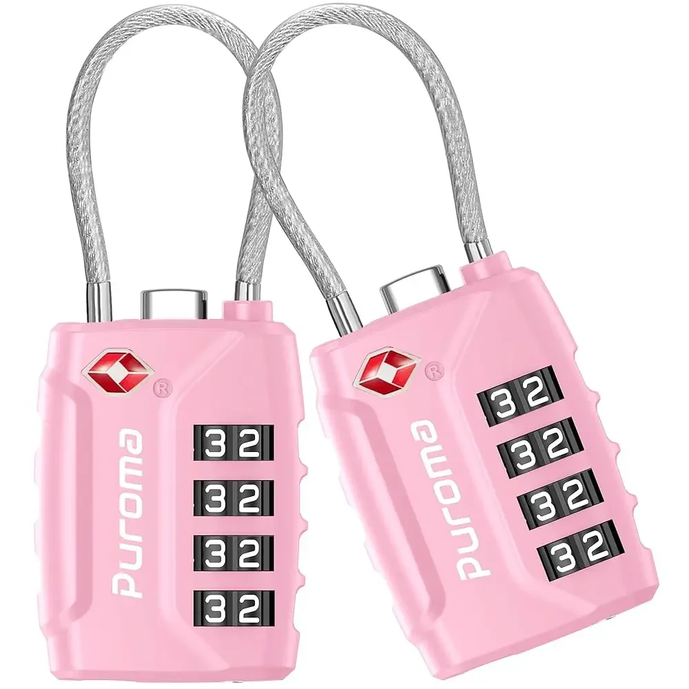 2 Pack TSA Approved Luggage Locks, 4 Digit Combination Travel Cable Locks Resettable Code Lock with Zinc Alloy Body for Suit
2 Pack TSA Approved Luggage Locks, 4 Digit Combination Travel Cable Locks Resettable Code Lock with Zinc Alloy Body for Suit