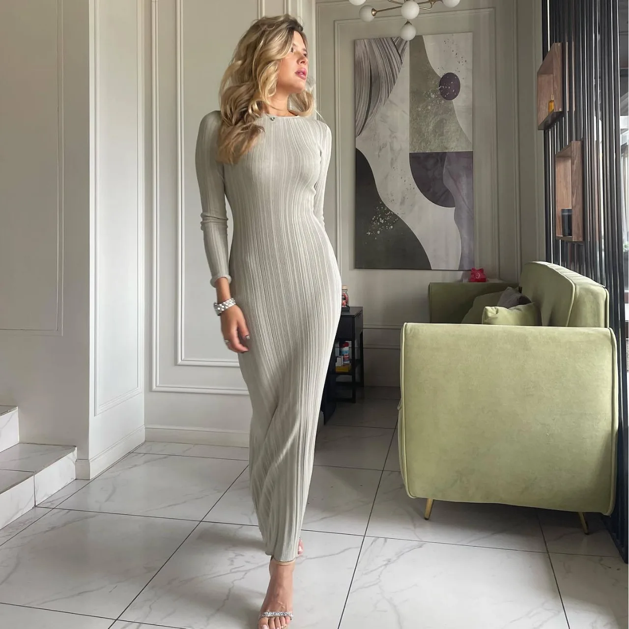 SKMY 2025 New Autumn Fashion Elegant Solid Color Long Sleeve Round Neck Slimming Long Dresses Party Clubwear Clothes For Women
SKMY 2025 New Autumn Fashion Elegant Solid Color Long Sleeve Round Neck Slimming Long Dresses Party Clubwear Clothes For Women