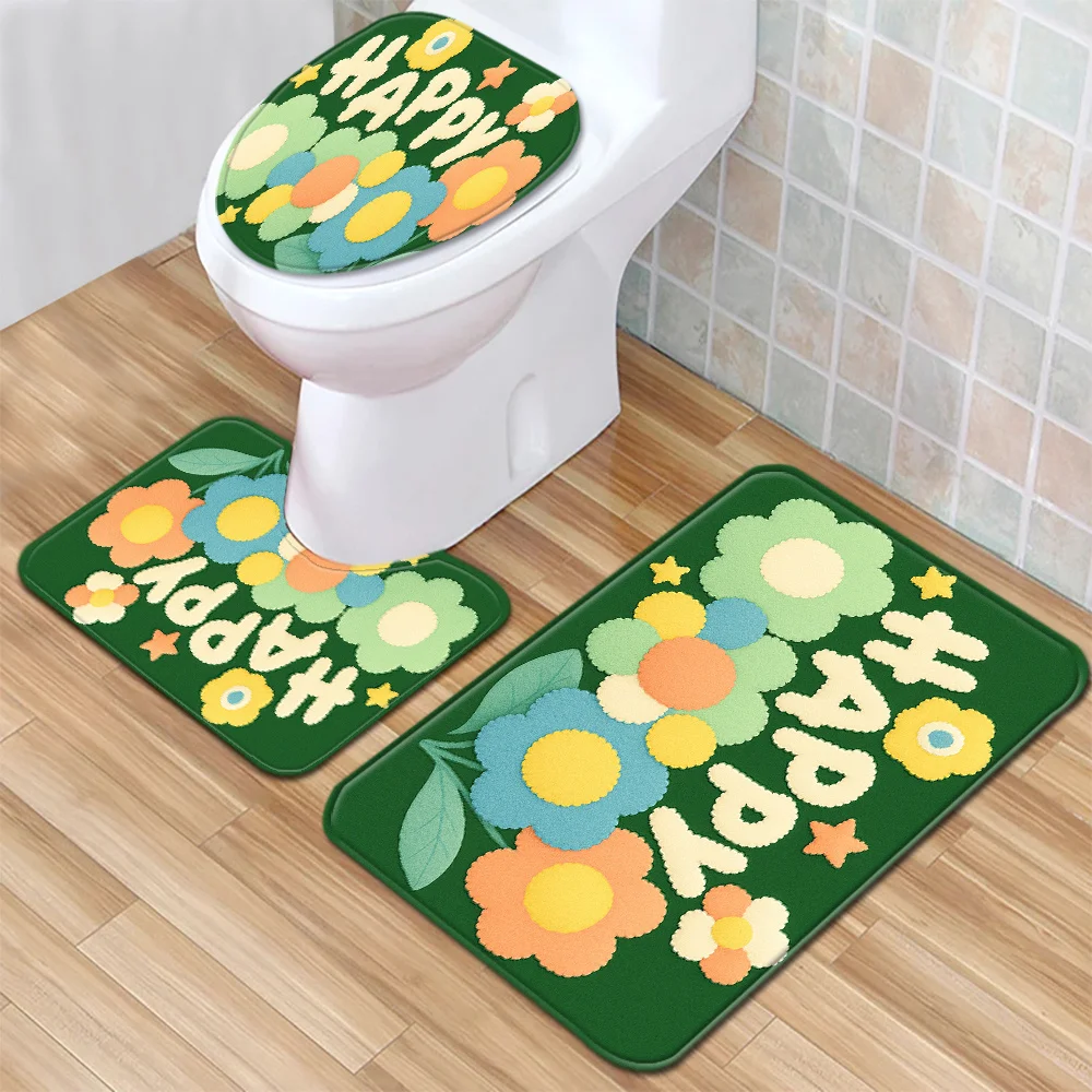 Cute Floral Happy Bath Mat Set Anti-Slip Bathroom Mat Toilet Seat Cover Waterproof Tropical Decor Accessories for Master Bathroo
Cute Floral Happy Bath Mat Set Anti-Slip Bathroom Mat Toilet Seat Cover Waterproof Tropical Decor Accessories for Master Bathroo