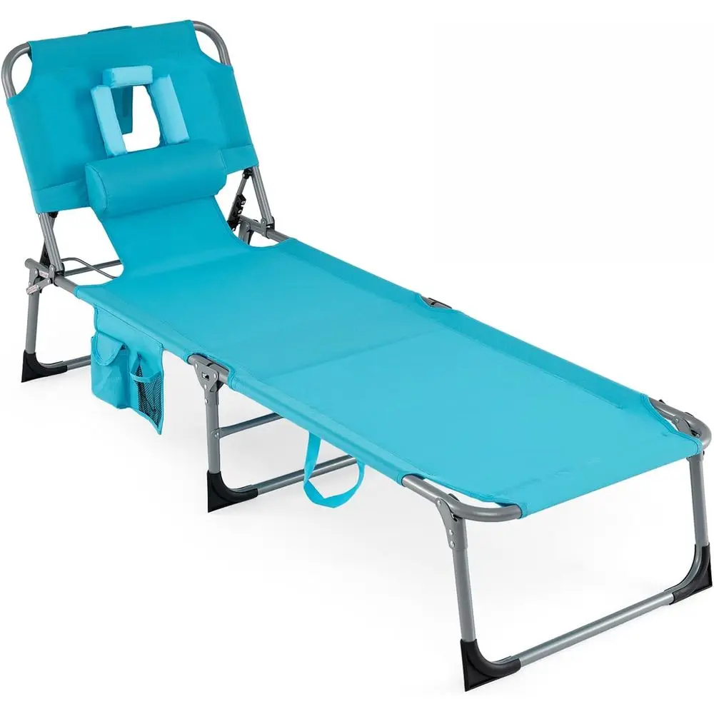 Adjustable 4-Position Backrest Beach Lounge Chair with Pillow and Side Pocket, Turquoise
Adjustable 4-Position Backrest Beach Lounge Chair with Pillow and Side Pocket, Turquoise