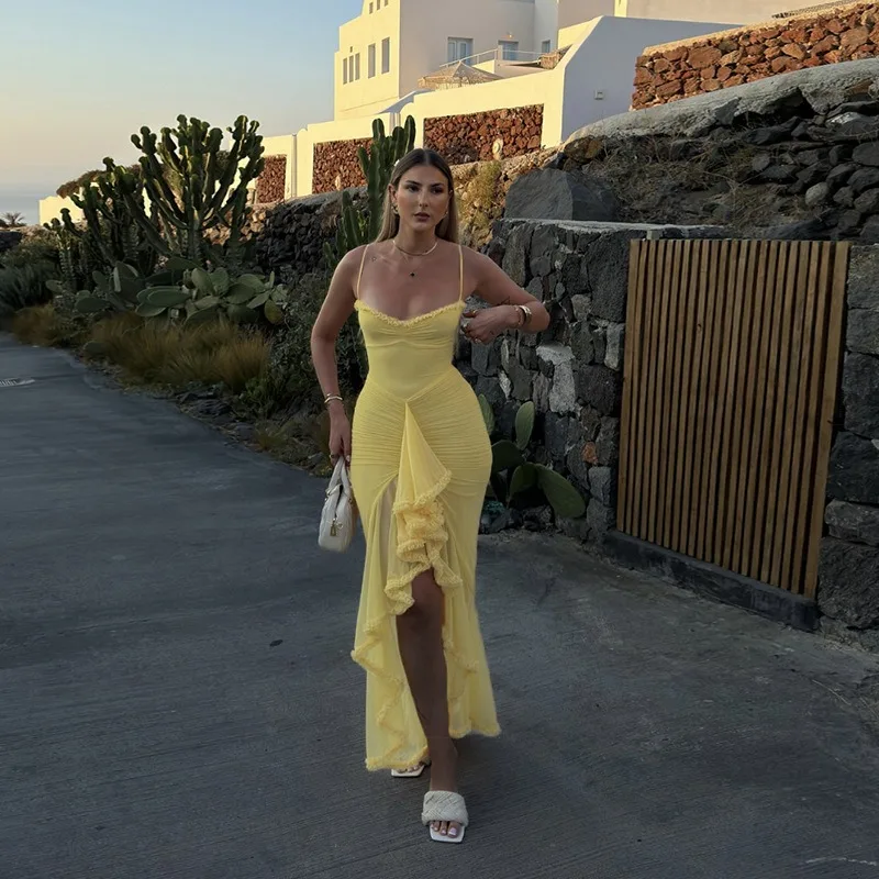 2025 spring and summer women's new style sexy backless mesh suspender solid color personality long skirt slim dress
2025 spring and summer women's new style sexy backless mesh suspender solid color personality long skirt slim dress